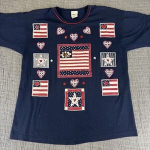 Vintage India Ink Paintworks Flag Heart Women's OS Retro 90s Single Stitch Shirt